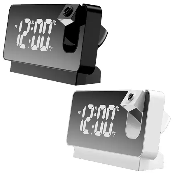 שעון דיגיטלי ספרות לד לבנות עם מקרן לקיר (טעינת USB) 5187