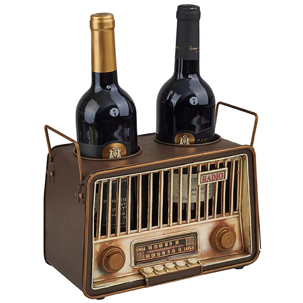 מעמד לשני בקבוקי יין בצורת רדיו רטרו 5127