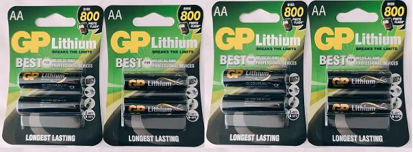 8 סוללות (Lithium) ליתיום AA 1.5V C2 GP תוקף עד 2032