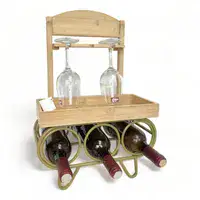 מעמד ל 3 בקבוקי יין עם מגש + 3 כוסות 1335