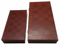 שש בש שחמט דמקה באחד דמוי עור- גדול 4959-7007