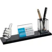 מעמד קריסטל לייק עם מעמד לכרטיסי ביקור וכוס לעטים 4923