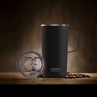 ספל תרמי נירוסטה 6690 Tower Mug ציפוי קרמי פנימי PURAMIC מכסה טריטן 600 מ"ל ASOBU