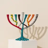 חנוכיה מעוצבת מאלומיניום יצוק צבוע באמייל עבודת יד 9264 דגם The Wild Tree.