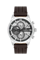 שעון יד אנלוגי Daniel Klein Exclusive DK.1.14414-1 Dual Time ורצועת עור חומה