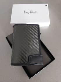 ארנק לכרטיסי אשראי נשלף צבע קרבון תפר אדום ועוד צבעים COLORS 40109 TONY PEROTTI