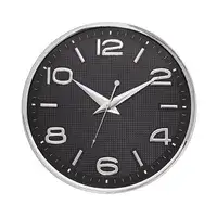 4966 שעון קיר שחור קרבון 33 סמ עדשה קעורה ספרות מובלטות